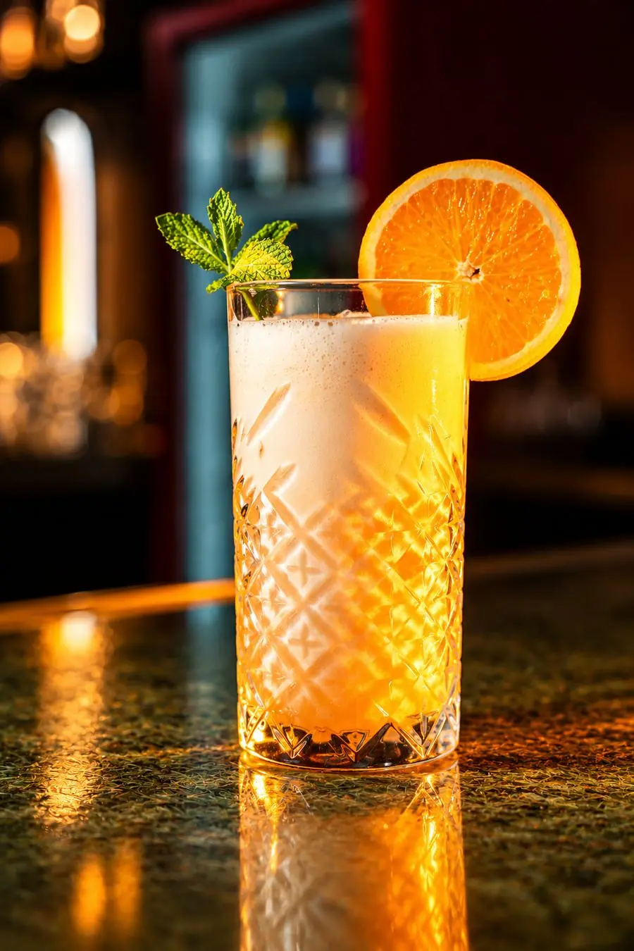 Drink de laranja em copo lavrado