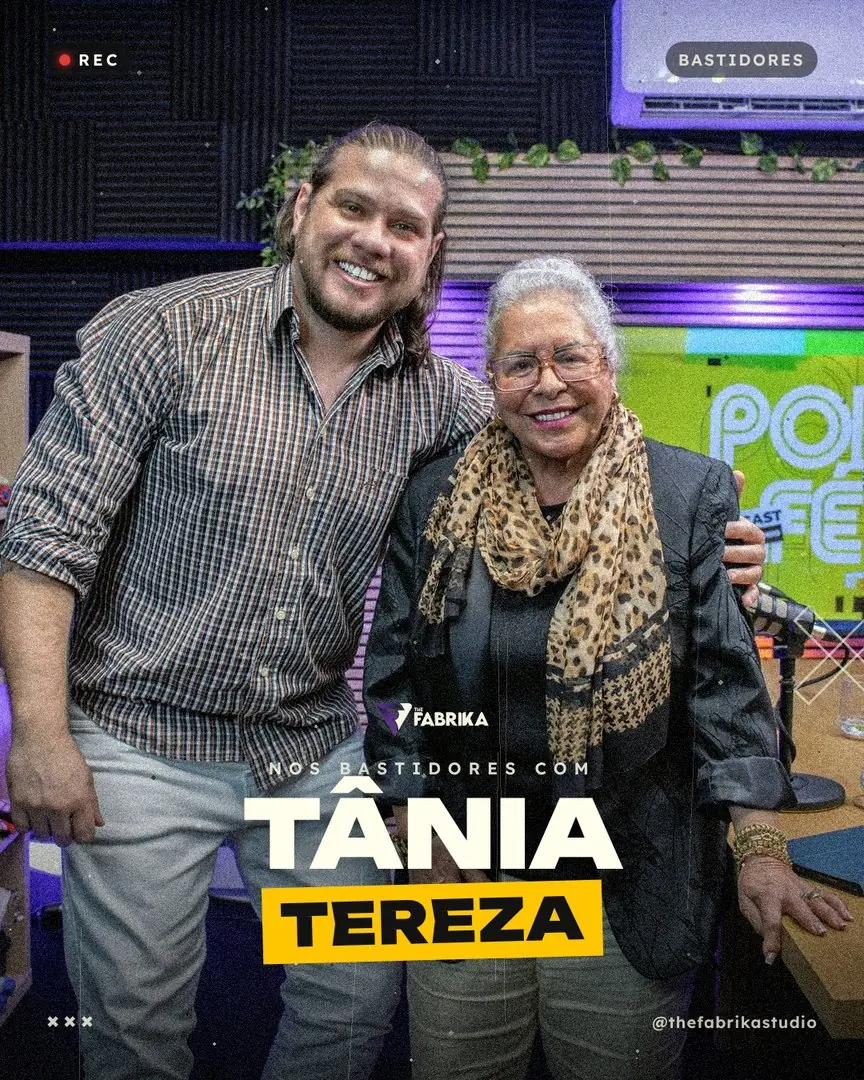 Lucas Hertz nos bastidores com Tânia Tereza