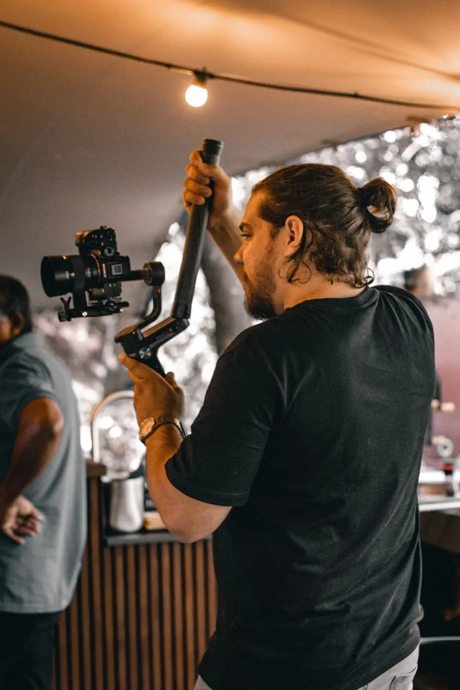 Bastidores de evento com gimbal